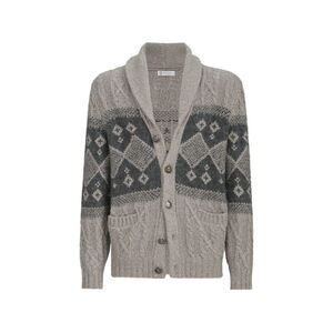 Brunello Cucinelli Men Wool And Silk Blend Cardigan
